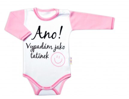 Body dlhý rukáv s vtipným textom Baby Nellys,  Ano! Vypadám jako tatínek, holka