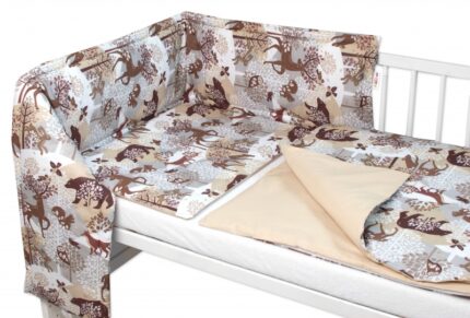 Mantinel s obliečkami, 3dielna sada Wild animals, Baby Nellys, hnedé