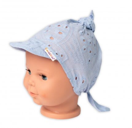 Letná šatka so šiltom, bavlna, Madeira, Baby Nellys - jeans, veľ. 9/36 m