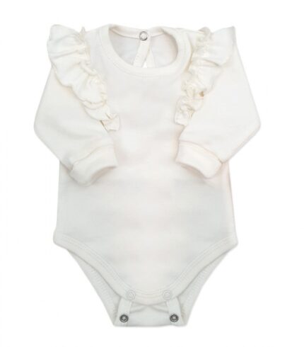 Rastúce body dlhý rukáv s volánikmi, bavlna, smotanové