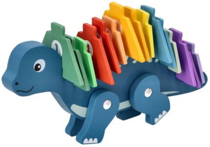 Edukačná hračka puzzle s číslami,  Dinosaurus - modrý
