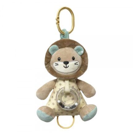 Závesná plyšová hračka s melódiou a hrkálkou Lev 18 cm - béžová