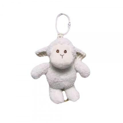 Závesná plyšová hračka s melódiou, Ovečka 18 cm - smotanovo biela