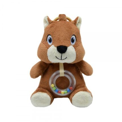 Závesná plyšová hračka s melódiou, Veverička 20 cm - hnedá