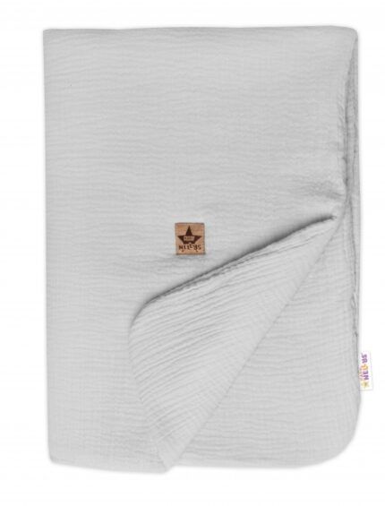 Mušelínová dečka s výplňou 75 x 100 cm, Baby Nellys, svetlo sivá