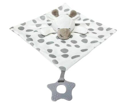 Prítulníček, maznáčik s hryzátkom Žirafka - šedá, biela