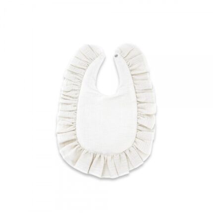 Nepremokavý mušelínový podbradník s volánikom Nature - smetanový