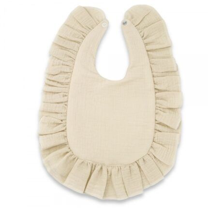 Nepremokavý mušelínový podbradník s volánikom Nature - béžový